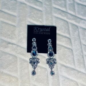 Dazzling Silver and Blue Teardrop Earrings New